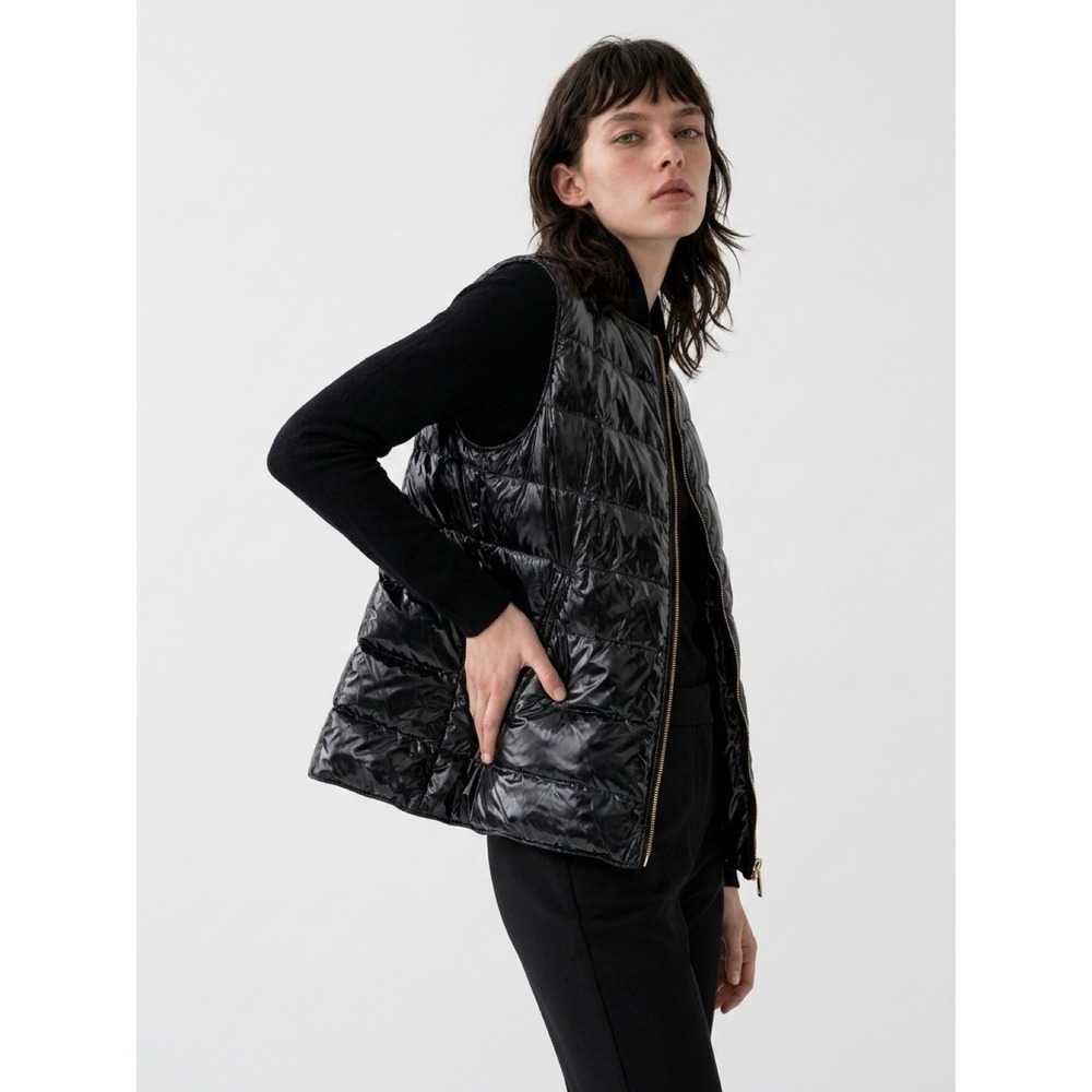 Gorski Montreal Apres-Ski Black Glossy Puffer Vest Italy Size Xs(15-#0)